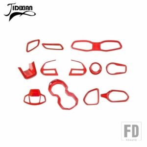 ジープ 12個 カーセンターコンソールダッシュボード室内装飾スイートキットカバーレネゲード 2016 2017 2018 アップアクセサリー - Red