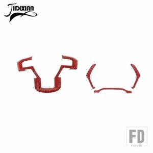 フォード F150 2015-20 ステアリングホイールのダッシュボード装飾カバートリムインテリアアクセサリー - Red Carbon Fiber