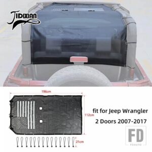 ジープ ラングラー JK 2/4 ドア 2007-2017 ルーフトップサンシェードメッシュカバー断熱ネットアクセサリー - flag 2 door Long