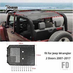 ジープ ラングラー JK 2/4 ドア 2007-2017 ルーフトップサンシェードメッシュカバー断熱ネットアクセサリー - flag 2 door Short