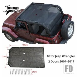 ジープ ラングラー JK 2/4 ドア 2007-2017 ルーフトップサンシェードメッシュカバー断熱ネットアクセサリー - Long style 2 door