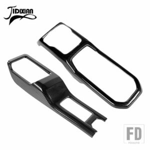 ジープ 車 4WD ギアシフトパネルカップホルダー装飾カバー ラングラー JL グラディエーター JT 2018-23 アップ用 - Black Carbon Fiber