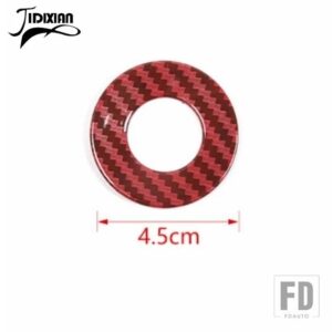 ジープ 車インテリアスタートストップボタンノブスイッチ装飾リングカバーラングラー JL グラディエーター JT 2018 アップ - Red Carbon Fiber