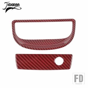 ジープ 副パイロット収納ボックスハンドル装飾カバーラングラー JK 2007-17 - Red Carbon Fiber