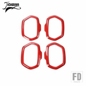 ジープ レネゲード 2016-24 インテリアドアスピーカー装飾カバーリング - Red