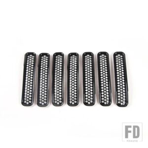 ジープ 車グリルメッシュフロント挿入グリル装飾カバートリムラングラー TJ 1997-2006 車外装アクセサリー - Black