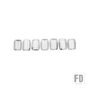 ジープ 車グリルカバー装飾カバーステッカーグランドチェロキー 2017-20 レーシンググリルアクセサリー - C chrome