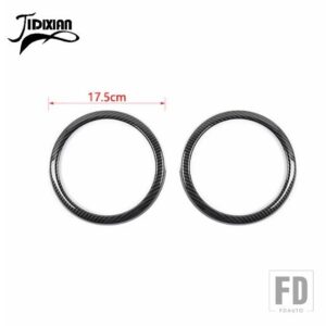 シボレー カマロ 2012-15 車内ドアスピーカー装飾リングカバーアクセサリー - Black Carbon Fiber