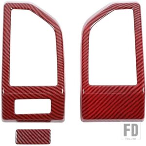 フォード F150 2015-20 ダッシュボードパネル空調アウトレットベント装飾カバー - Red Carbon Fiber