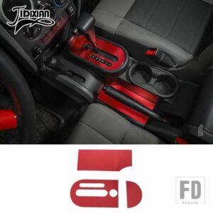 ジープ 合金ギアシフトパネル装飾カバーラングラー JK 2007 2008 2009 2010 インテリアアクセサリー - Red