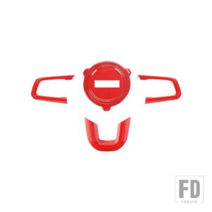 ジープ 車インテリアステアリングホイール装飾カバーラングラー JL グラディエーター JT 2018-24 アップ - Red