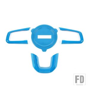 ジープ 車インテリアステアリングホイール装飾カバーラングラー JL グラディエーター JT 2018-24 アップ - light blue