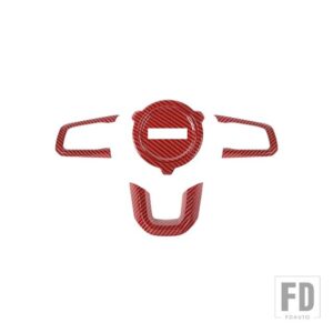 ジープ 車インテリアステアリングホイール装飾カバーラングラー JL グラディエーター JT 2018-24 アップ - Carbon Fiber red