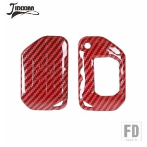 ジープ ラングラー JL グラディエーター JT 2018-24 キーケースシェル装飾カバー - Red Carbon Fiber