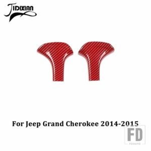 ジープ ギアシフトノブレバーヘッド装飾カバーグランドチェロキー 2011-15 2017-20 - 2 pcs red carbon