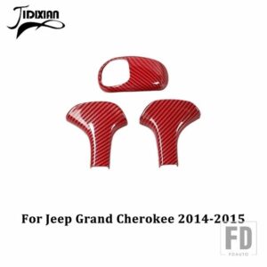 ジープ ギアシフトノブレバーヘッド装飾カバーグランドチェロキー 2011-15 2017-20 - 3 pcs red carbon