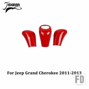 ジープ ギアシフトノブレバーヘッド装飾カバーグランドチェロキー 2011-15 2017-20 - 11-13 3pcs red