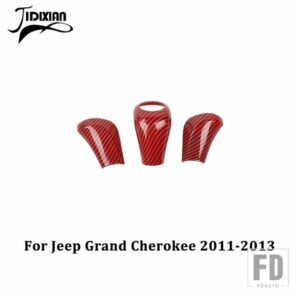 ジープ ギアシフトノブレバーヘッド装飾カバーグランドチェロキー 2011-15 2017-20 - 3 pcs red carbon2
