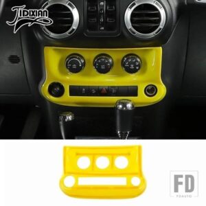 ジープ ラングラー JK 2011 2012 2013 20124 2015 2016 2017 カーエアコンスイッチコントロールパネル装飾カバー - Yellow