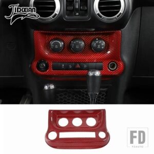 ジープ ラングラー JK 2011 2012 2013 20124 2015 2016 2017 カーエアコンスイッチコントロールパネル装飾カバー - Red Carbon Fiber