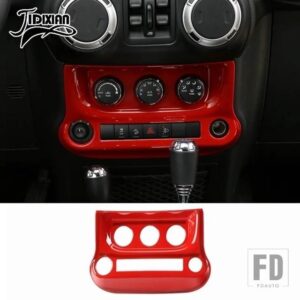 ジープ ラングラー JK 2011 2012 2013 20124 2015 2016 2017 カーエアコンスイッチコントロールパネル装飾カバー - Red