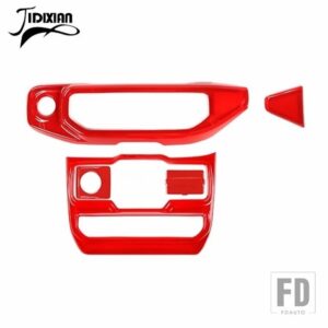 ジープ ダッシュボードセンターコンソールウィンドウコントロールパネル装飾カバーラングラー JL グラディエーター JT 2018 2019-2023用 - Red