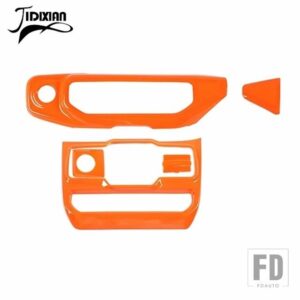 ジープ ダッシュボードセンターコンソールウィンドウコントロールパネル装飾カバーラングラー JL グラディエーター JT 2018 2019-2023用 - Orange