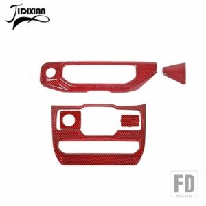 ジープ ダッシュボードセンターコンソールウィンドウコントロールパネル装飾カバーラングラー JL グラディエーター JT 2018 2019-2023用 - Red Carbon Fiber