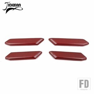 フォード 車インナードアアームレストハンドルパネル装飾カバーブロンコ 4 ドア 2021-24 アップインテリアアクセサリー - Red Carbon Fiber