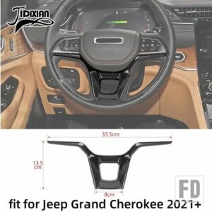 ジープ グランドチェロキー 2021-24 2025 カーボン粒子内装外装装飾カバーアクセサリー - Steering wheel trim