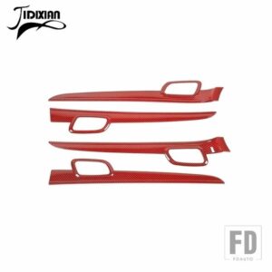 ジープ カーボングレインカーセンターコンソールパネルインナードアハンドル装飾カバーグランドチェロキー 2011-2020 - red carbon 4 pcs