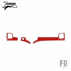 ジープ カーボングレインカーセンターコンソールパネルインナードアハンドル装飾カバーグランドチェロキー 2011-2020 - red carbon 3 pcs
