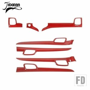 ジープ カーボングレインカーセンターコンソールパネルインナードアハンドル装飾カバーグランドチェロキー 2011-2020 - red carbon 7 pcs