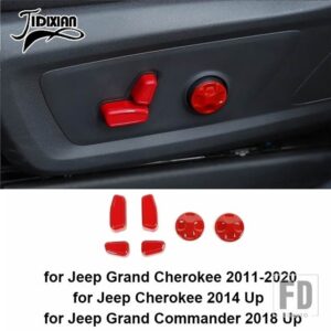 ジープ フロントシート調整ボタン装飾カバーチェロキー用グランドチェロキー用グランドコマンダー用 - C RED