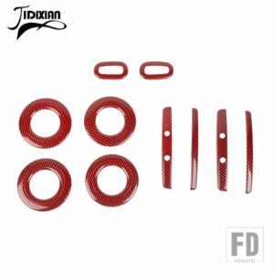 ルーフエアベントアウトレットフック読書灯装飾カバーダッジデュランゴ 2011-19 アップ - 10 pcs red carbon