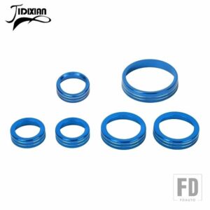 フォード 6個 カーエアコンオーディオ 4WD ヘッドライトスイッチノブ装飾リングブロンコ 2021-23 アクセサリー - Blue