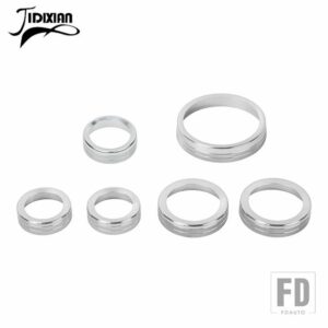 フォード 6個 カーエアコンオーディオ 4WD ヘッドライトスイッチノブ装飾リングブロンコ 2021-23 アクセサリー - Silver