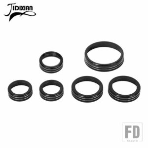 フォード 6個 カーエアコンオーディオ 4WD ヘッドライトスイッチノブ装飾リングブロンコ 2021-23 アクセサリー - Black