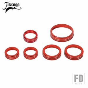 フォード 6個 カーエアコンオーディオ 4WD ヘッドライトスイッチノブ装飾リングブロンコ 2021-23 アクセサリー - Red