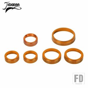 フォード 6個 カーエアコンオーディオ 4WD ヘッドライトスイッチノブ装飾リングブロンコ 2021-23 アクセサリー - Orange