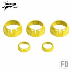 ジープ カーオーディオエアコンスイッチノブ装飾リングカバーコンパスパトリオット用ラングラー JK 2011-2017 - Yellow