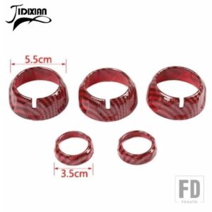 ジープ カーオーディオエアコンスイッチノブ装飾リングカバーコンパスパトリオット用ラングラー JK 2011-2017 - Red Carbon Fiber