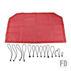 ジープ 車トップサンシェードカバーラングラー TJ 1997-2006 トランクルーフ抗 UV 太陽断熱ベッドレストネット - front red