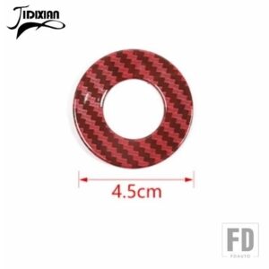 ジープ ラングラー JL グラディエーター JT 2018 アップ車内スタートストップボタンノブスイッチ装飾リングカバー - Red Carbon Fiber