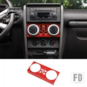 ジープ ラングラー JK 2007 2008 2009 2010 窓ボタン装飾パネルカバーインテリアアクセサリー - Red