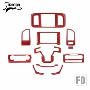 フォード F150 2015-20 インテリアセンターコンソールダッシュボード装飾キットカバーアクセサリー - red carbon 11 pcs