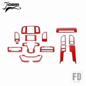 フォード F150 2015-20 インテリアセンターコンソールダッシュボード装飾キットカバーアクセサリー - red 16 pcs
