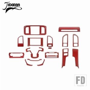 フォード F150 2015-20 インテリアセンターコンソールダッシュボード装飾キットカバーアクセサリー - red carbon 16 pcs