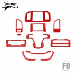 フォード F150 2015-20 インテリアセンターコンソールダッシュボード装飾キットカバーアクセサリー - red 11 pcs