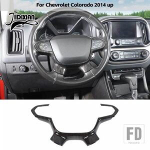 シボレー 黒木目調車内装飾カバーアクセサリー コロラド 2014 GMC キャニオン 2014-2022 用 - Steering Wheel Cover